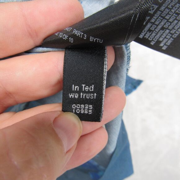 Ted Baker Shirt Short Sleeve Slim Fit Floral Button Down Blue Medium - Picture 7 of 10